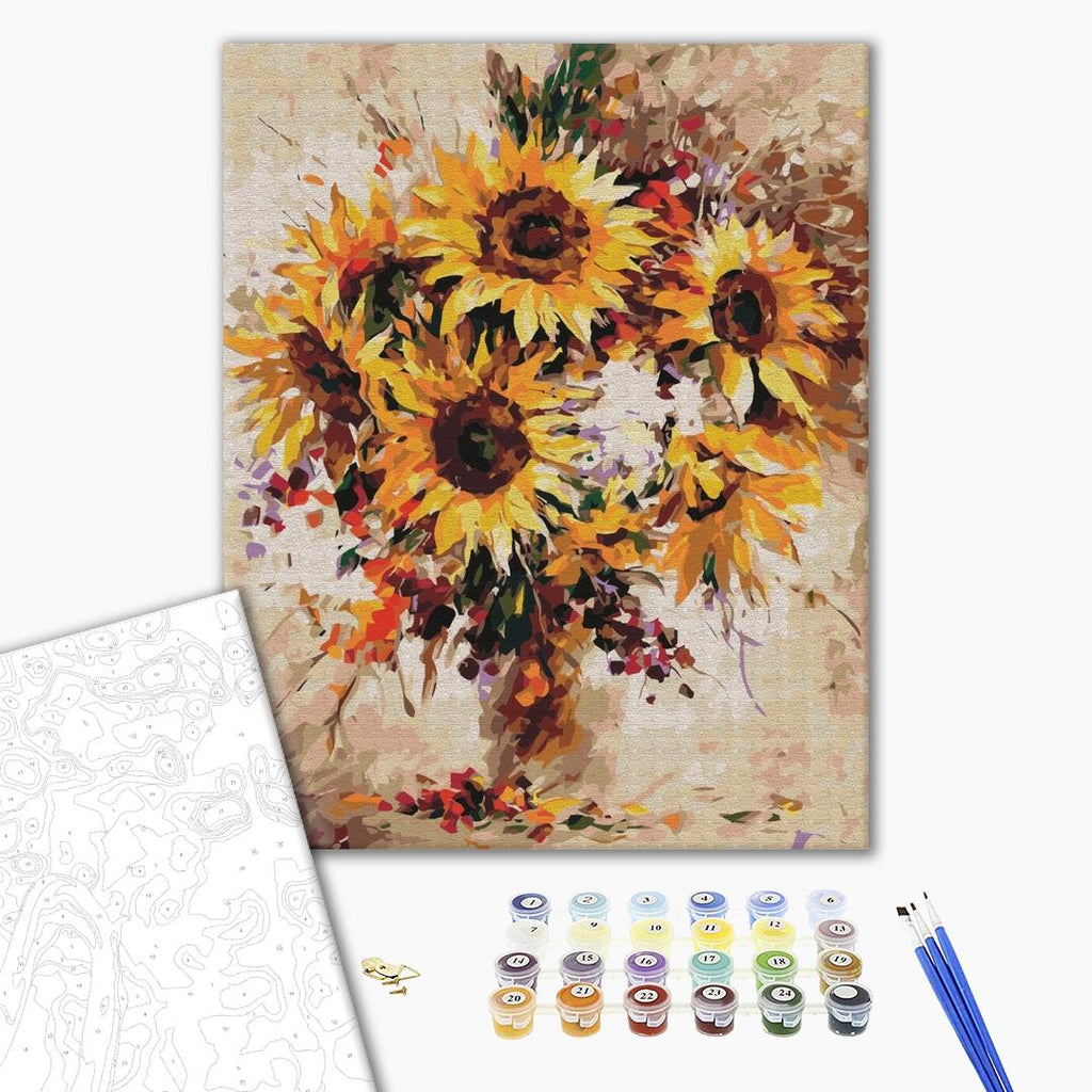 Afbeeldingen op nummer Stilleven met zonnebloemen