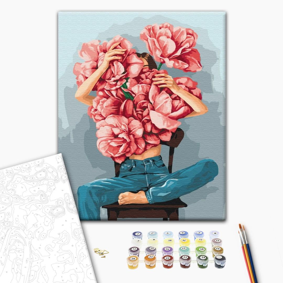 Afbeeldingen op nummer Pioenen in de armen