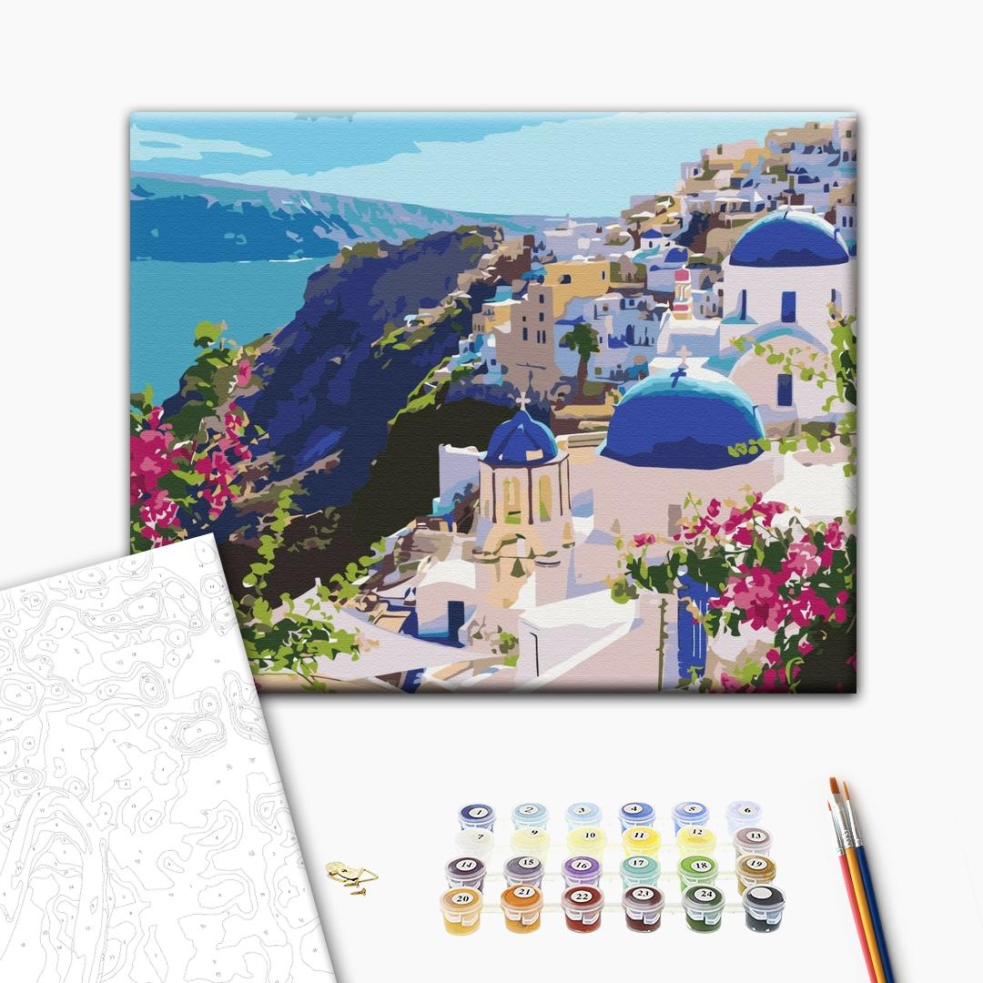 Afbeeldingen op nummer Santorini landschap