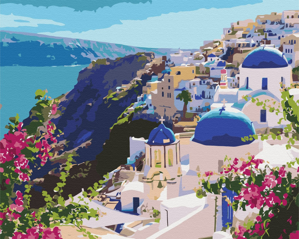 Afbeeldingen op nummer Santorini landschap