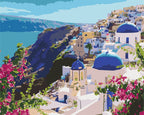 Afbeeldingen op nummer Santorini landschap