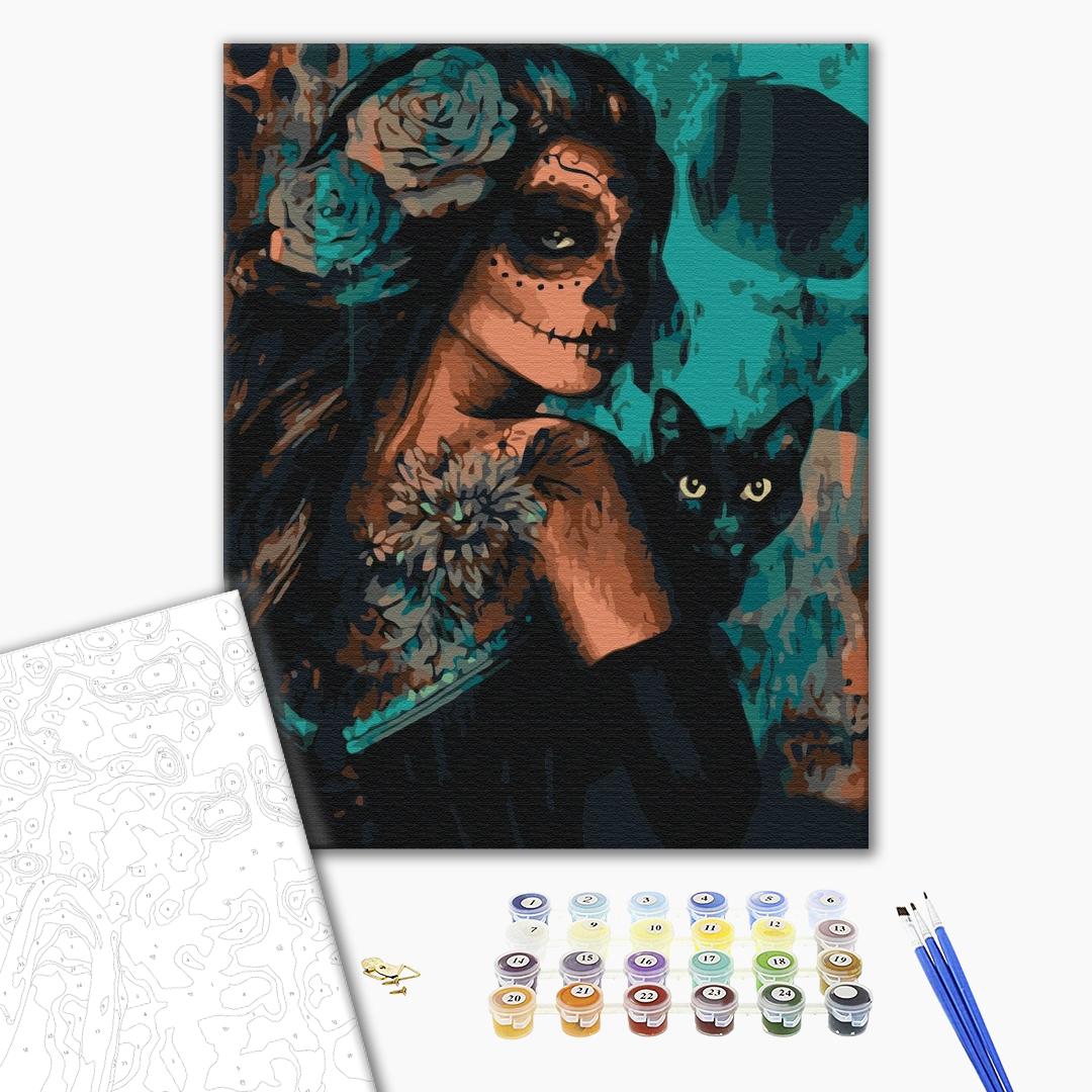 Afbeeldingen op nummer Dame halloween