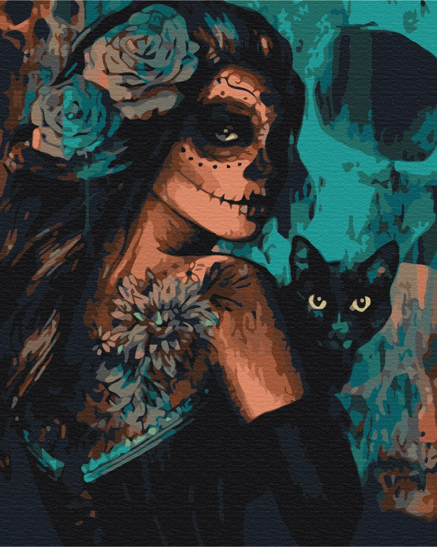 Afbeeldingen op nummer Dame halloween