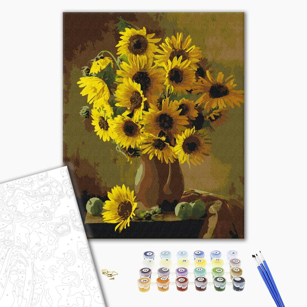 Afbeeldingen op nummer Oranje zonnebloemen